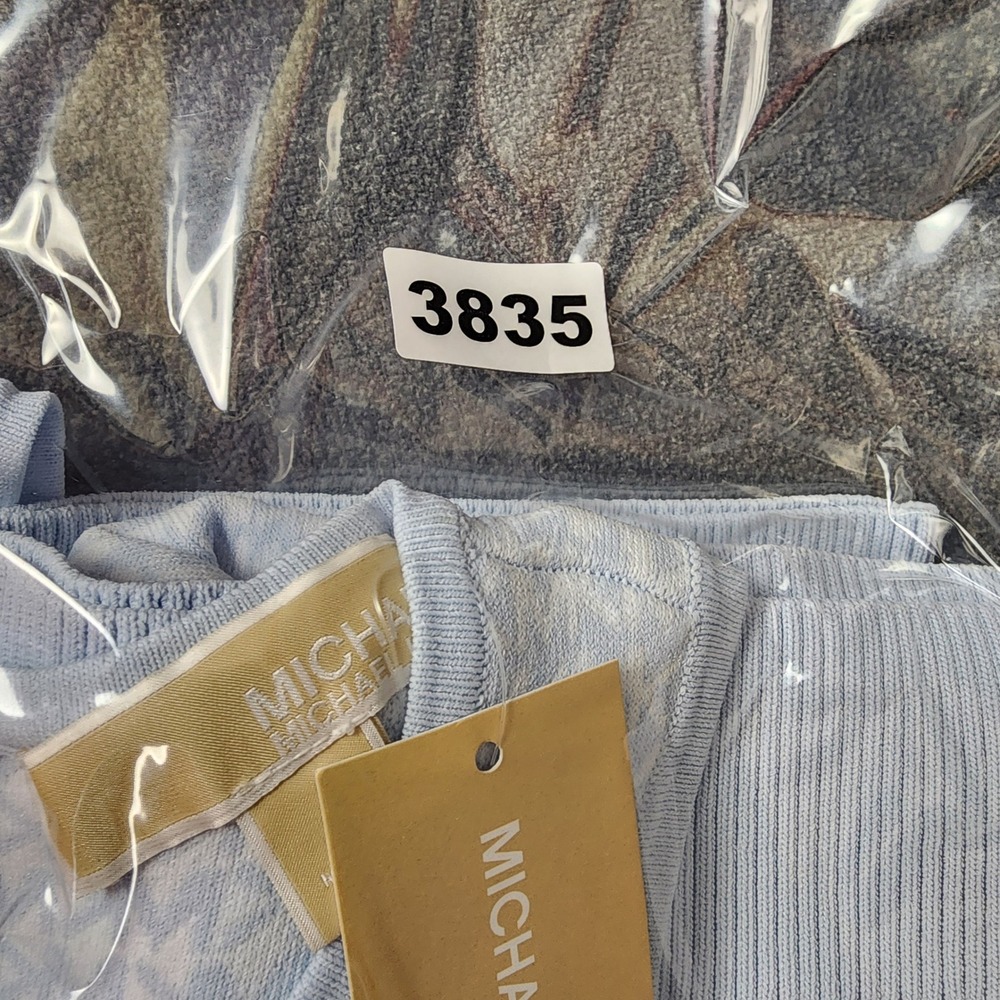 Michael Kors Pastel Blue MK Logo Monogram Knit Tank Dress JU2807G4GH Size S NEW - Picture 12 of 12